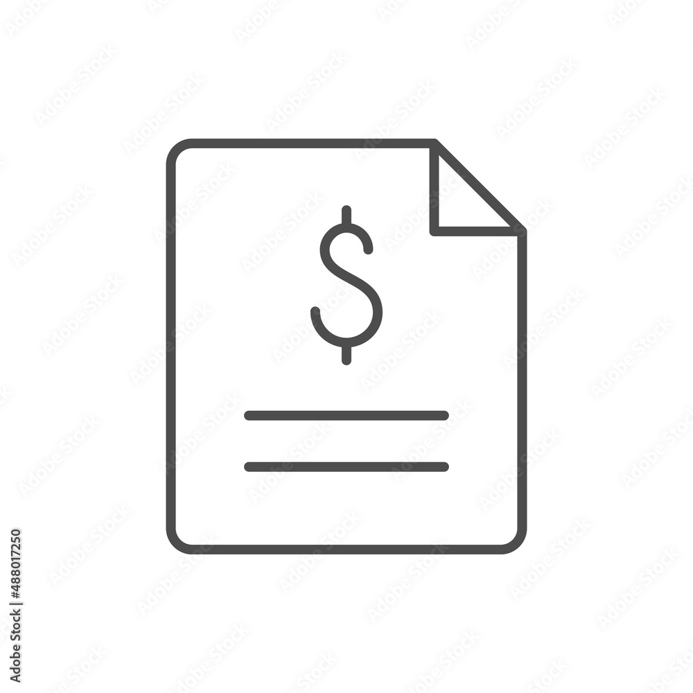 Financial document line outline icon Financial document line outline icon
