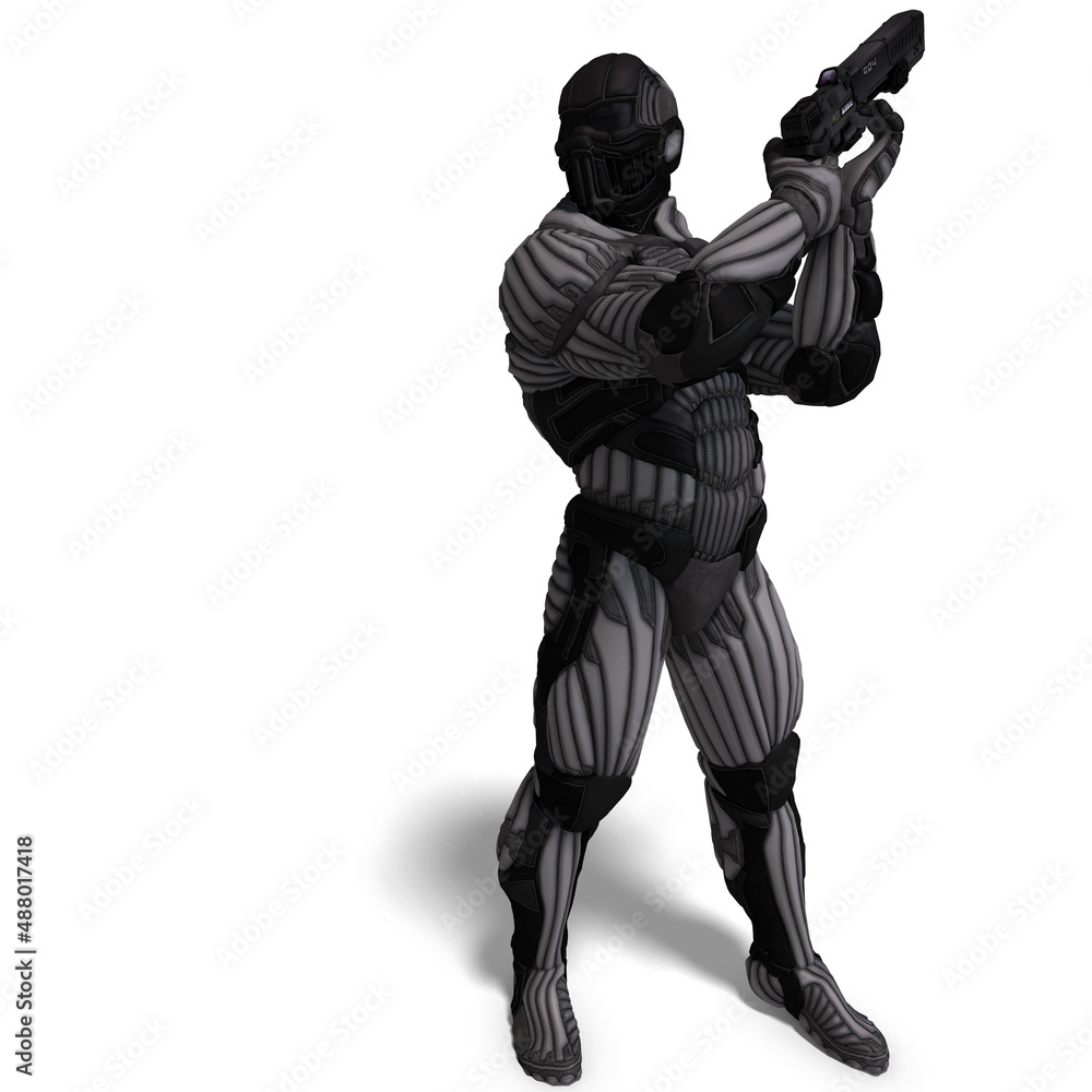 3D-illustration of an extraterristic fighter in a nanosuit 3D-illustration of an extraterristic fighter in a nanosuit