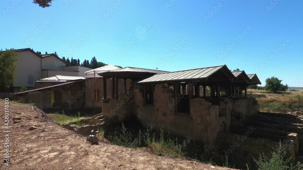 Piazza Armerina, Sicily - rooms of roman Villa del Casale overlook the peristyle Piazza Armerina, Sicily - rooms of roman Villa del Casale overlook the peristyle