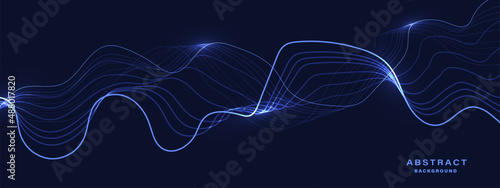 Abstract blue background with flowing lines. Dynamic waves. vector illustration.  © kanpisut
