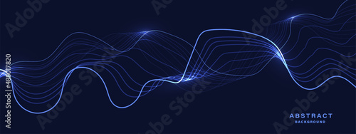 Abstract blue background with flowing lines. Dynamic waves. vector illustration.	