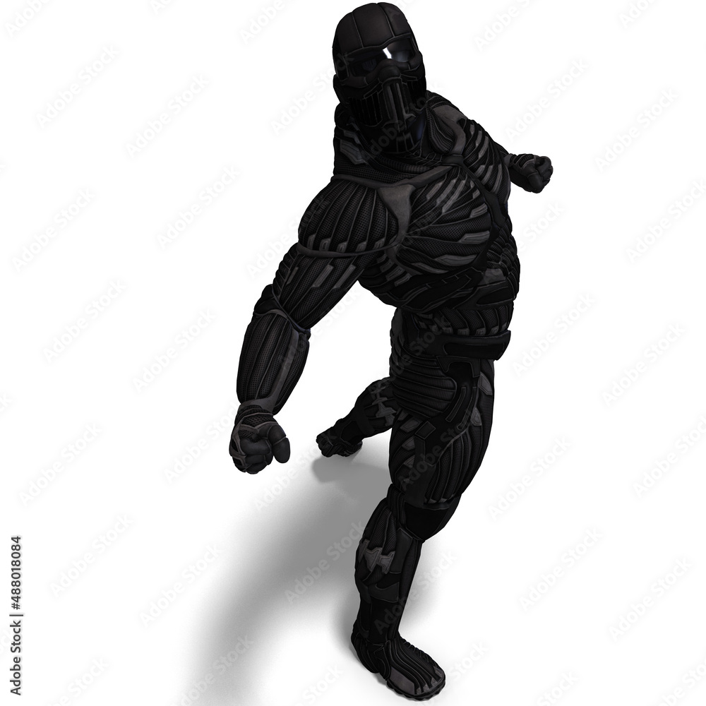 3D-illustration of an extraterristic fighter in a nanosuit 3D-illustration of an extraterristic fighter in a nanosuit