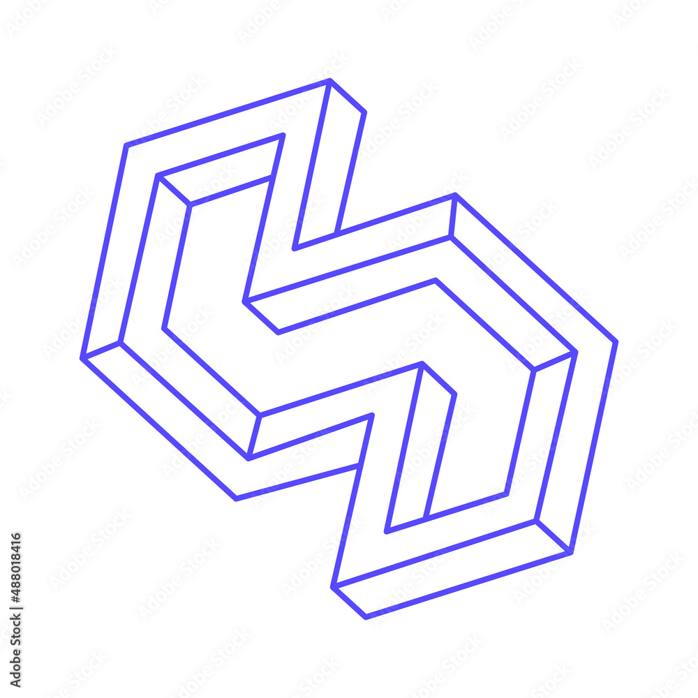 © Hanna - Impossible shape. Logo. Sacred geometry figure. Optical illusion. Abstract eternal geometric object. Impossible endless outline. Line art. Optical art. Impossible geometry shape on a white background. © Hanna - Impossible shape. Logo. Sacred geometry figure. Optical illusion. Abstract eternal geometric object. Impossible endless outline. Line art. Optical art. Impossible geometry shape on a white background.