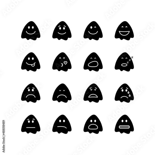 Emoticons flat line icons set. Difrent face icons with negative, neutral and positive sense. Simple flat vector illustration for web site or mobile app photo