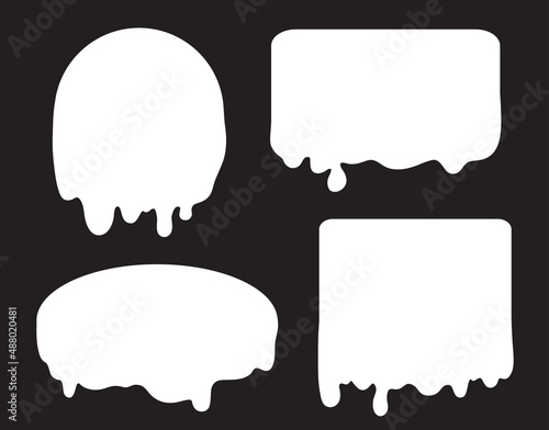 Slime objects. Geometric slimed elements on isolated background. Black and white illustration