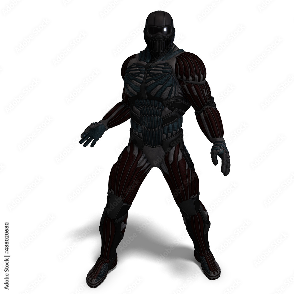 3D-illustration of an extraterristic fighter in a nanosuit 3D-illustration of an extraterristic fighter in a nanosuit
