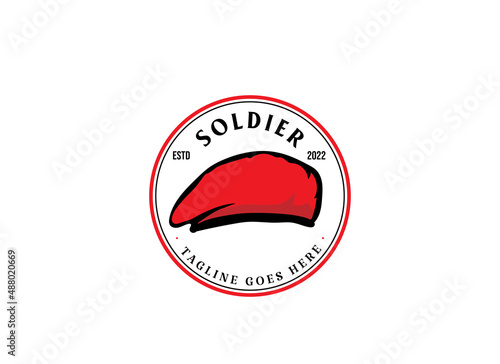 Retro Military Beret for Soldier Army Force Navy Hat Cap Logo Design Vector