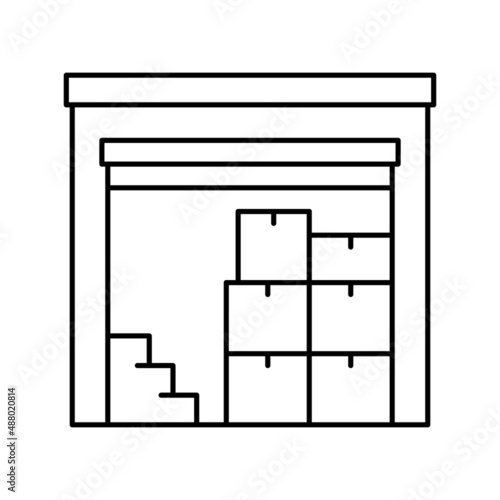 supermarket storage line icon vector black illustration