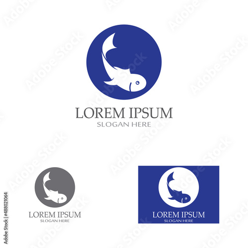 Fish logo, fishinghook, fish oil and seafood restaurant icon. With vector icon concept design illustration template