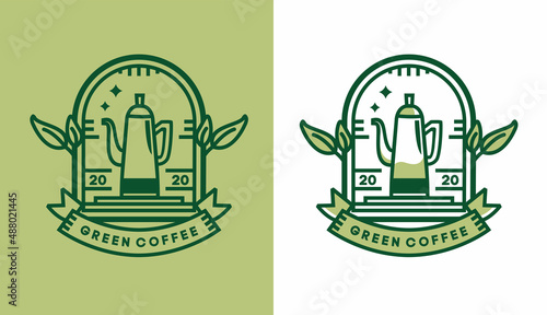 coffee logo design, modern vintage coffee percolator for cafe logo, suitable for food and beverage business