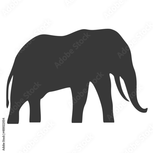 Elephant silhouette, icon. Vector illustration isolated on white background.