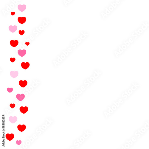 Red and pink hearts at white background. hearts texture. hearts background. Template Background Design, Greeting Card, Poster. Valentine Day. Vector illustration