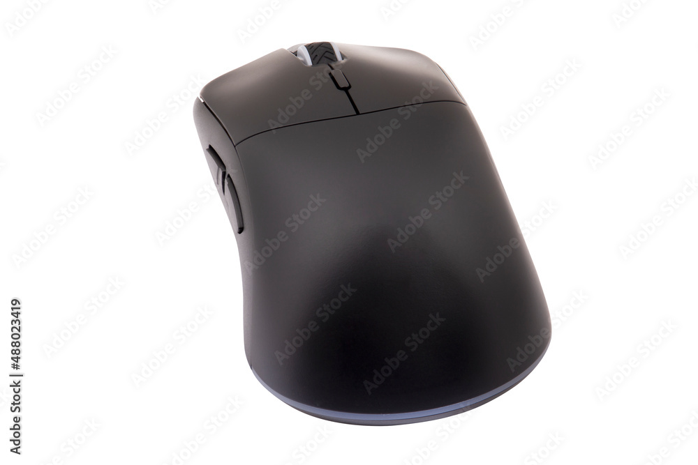 Black gaming wireless laser computer mouse isolated on white background Black gaming wireless laser computer mouse isolated on white background