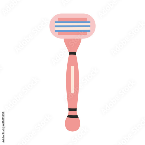 Women's razor, cartoon style. Hand drawn, flat design.