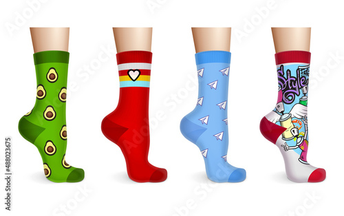 Socks Mockup Realistic Color Set