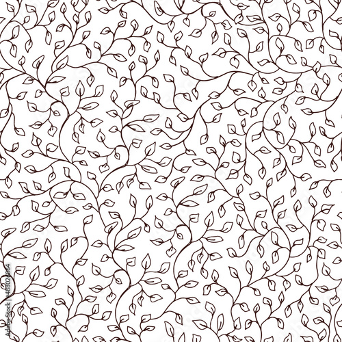 Leinwand Poster Magical ivy plant vector seamless pattern
