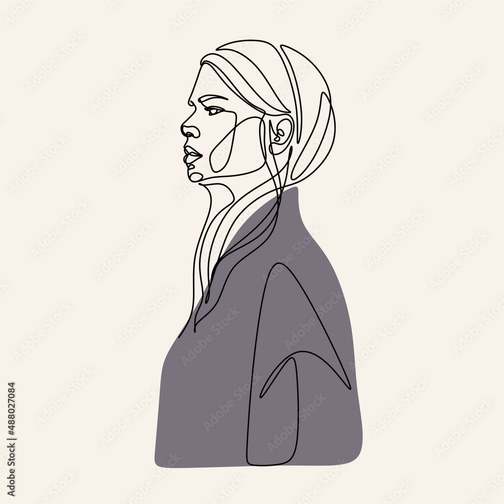Abstract minimal woman line art. beauty female portrait. Minimalist modern elegant logo . Woman line art Abstract minimal woman line art. beauty female portrait. Minimalist modern elegant logo . Woman line art