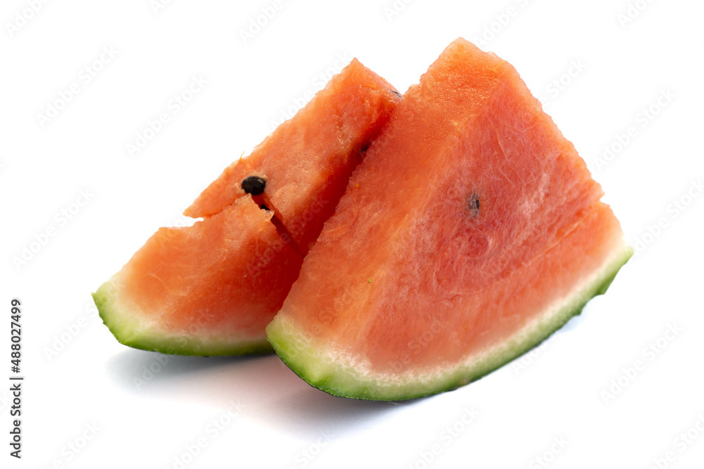 Two pieces watermelon isolated on white background