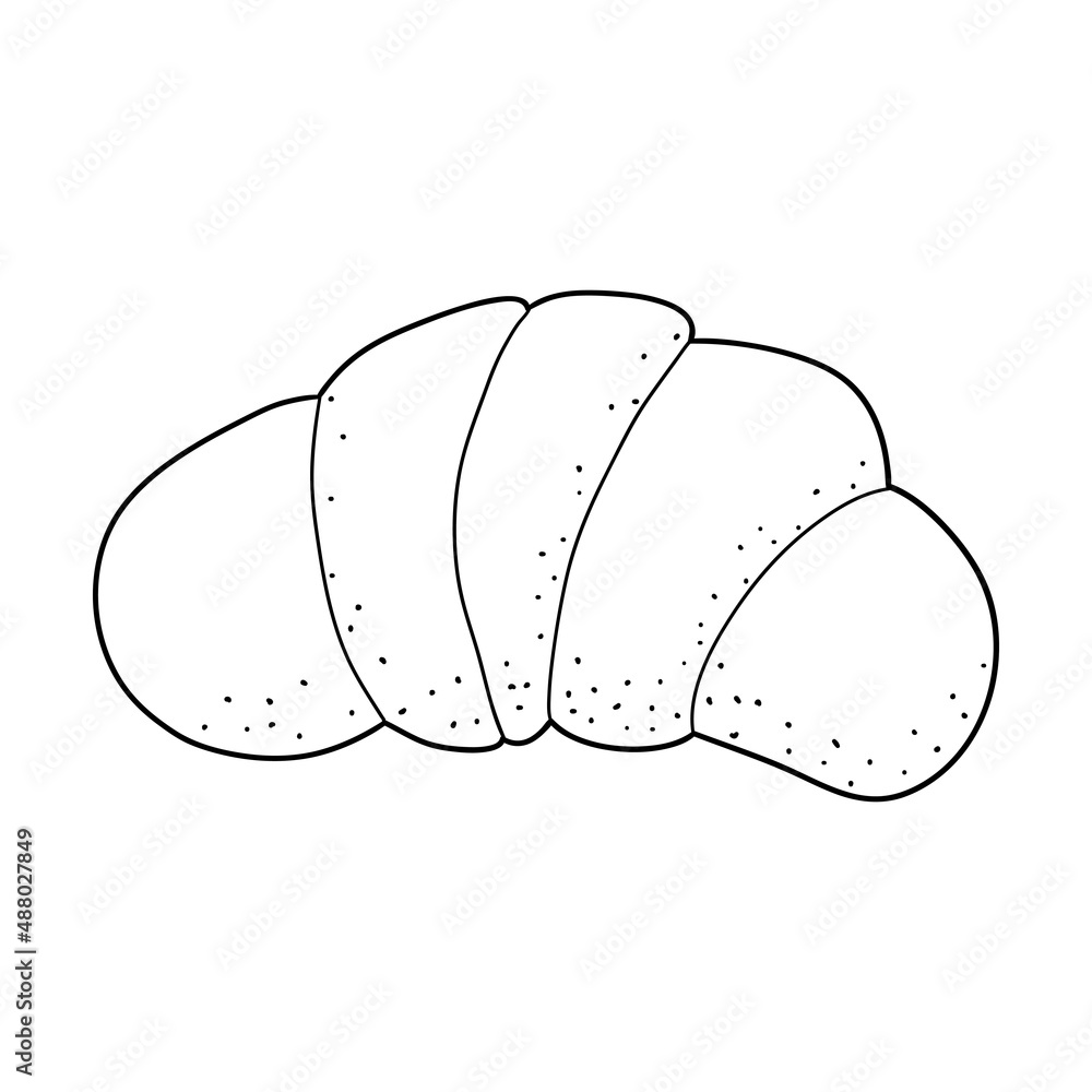 Doodle art croissant. Black line on white background Doodle art croissant. Black line on white background