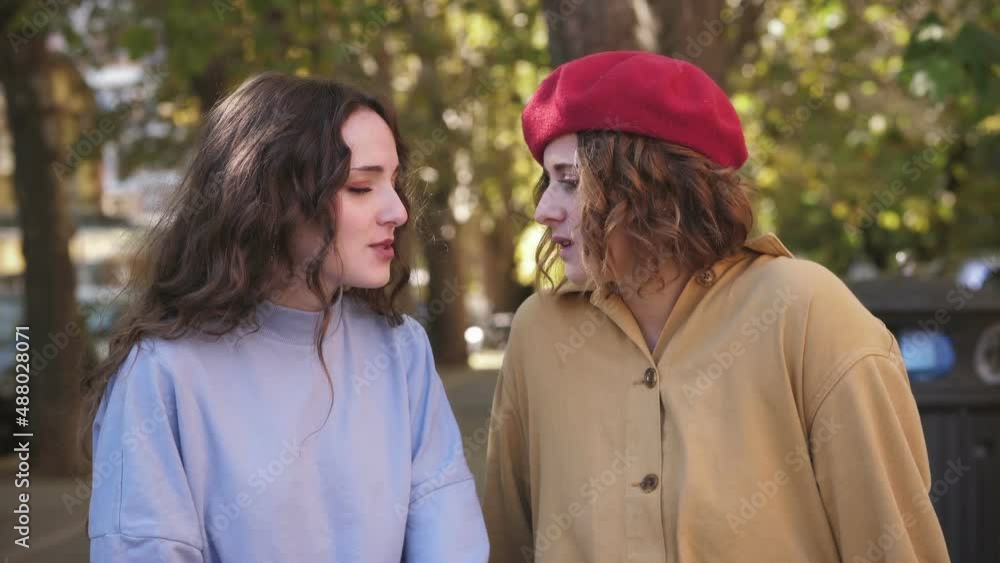 Lesbian girl tries to kiss her friend who rejects her Lesbian girl tries to kiss her friend who rejects her