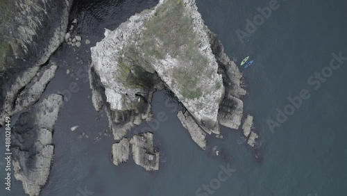 Aerial view of the peak off Ynys Dinas in Wales. photo