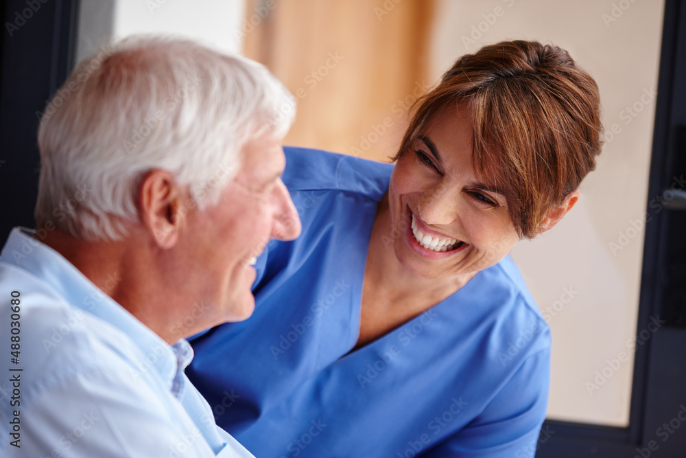 Getting all the support he needs. Cropped shot of a female nurse checking on her senior patient.