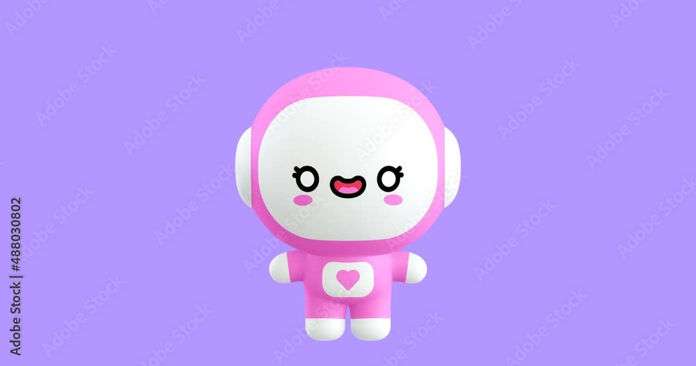 Funny Looped cartoon kawaii astronaut girl character. Cute emotions and move animation. 4k video Funny Looped cartoon kawaii astronaut girl character. Cute emotions and move animation. 4k video