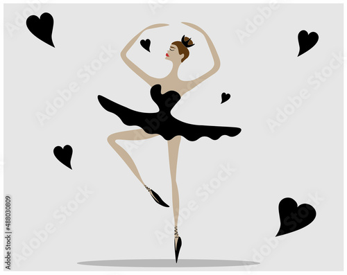 Illustration of a beautiful ballerina. the gentle Lady in a tutu are elegant and graceful in the flight of the dance. The beauty of ballet