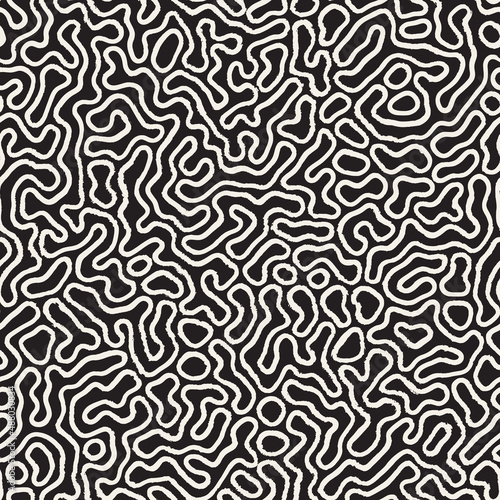 Vector seamless hand-painted pattern. Abstract decorative background with brush strokes. Monochrome hand-drawn texture. © Samolevsky