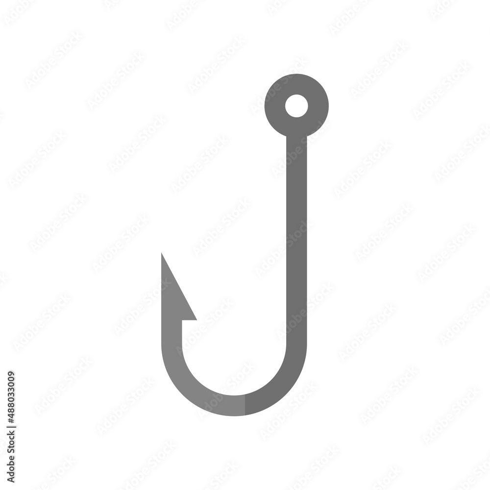 Fish hook grey flat vector icon Fish hook grey flat vector icon