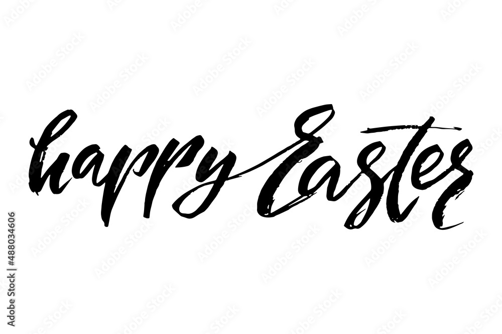 Happy Easter hand drawn lettering inscription. Brush calligraphy text. Happy Easter hand drawn lettering inscription. Brush calligraphy text.