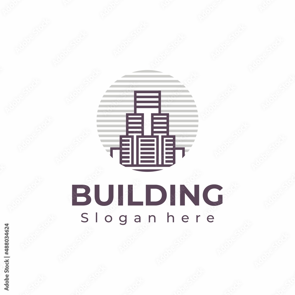 City logo design template with business card template Premium Vector, modern line building logo design City logo design template with business card template Premium Vector, modern line building logo design