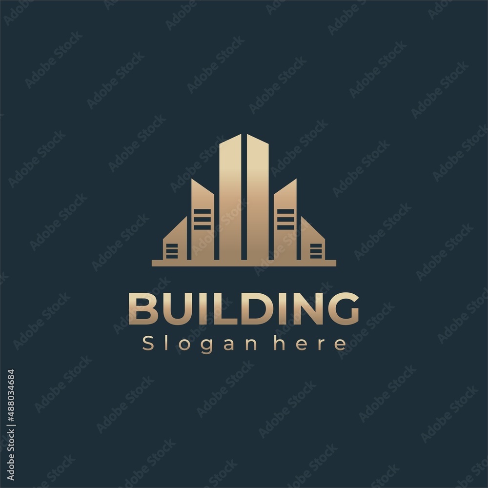 Luxury Real Estate Building Gold Vector Logo Template, Elegant Real Estate, Building, Apartment logo