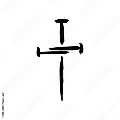 Hand drawn grunge christian cross. Religion symbol vector illustration.