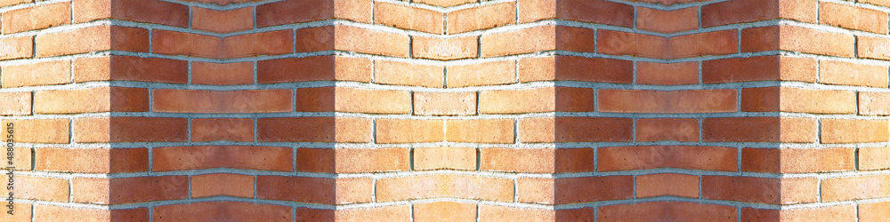 Obraz premium Corner of a new brick wall - web banner concept seamless texture