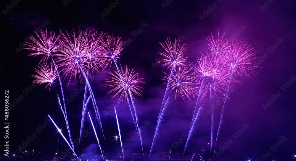 Purple Fireworks Lighting Up The Belfast Night Sky Purple Fireworks Lighting Up The Belfast Night Sky