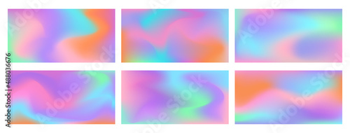 Holographic gradient iridescent background set