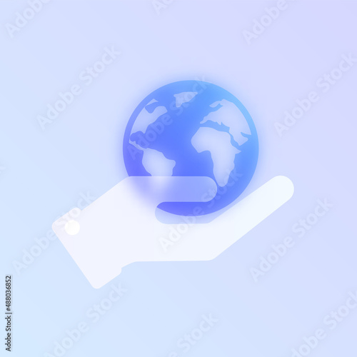 ecology glass morphism trendy style icon. save planet earth transparent glass color vector icon with blur and purple gradient. for web and ui design, mobile apps and promo business polygraphy