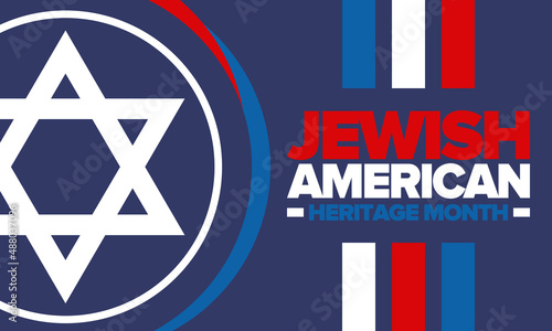 Jewish American Heritage Month. Jewish American contribution to the history United States. Celebrated annual in May. Star of David. Israel symbol. Vector poster, creative illustration