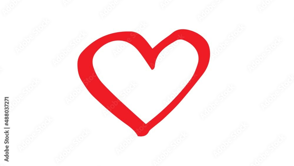 red heart beats. heartbeat animation. hand drawn in doodle style red heart beats. heartbeat animation. hand drawn in doodle style