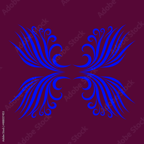 abstract elegant design decorative filigree vintage pattern in blue on brown background