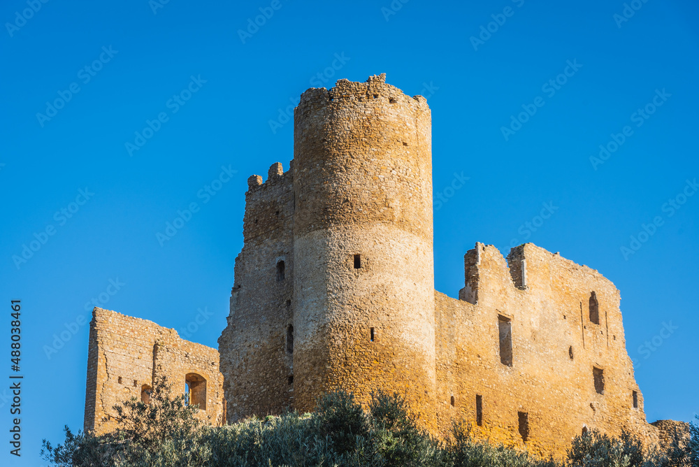 View of Mazzarino Medieval Castle, Caltanissetta, Sicily, Italy, Europe