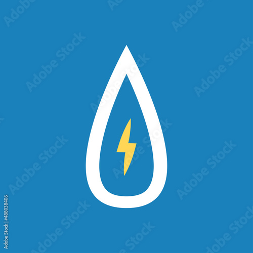 Electricity icon in Water symbol. Water power logo design.