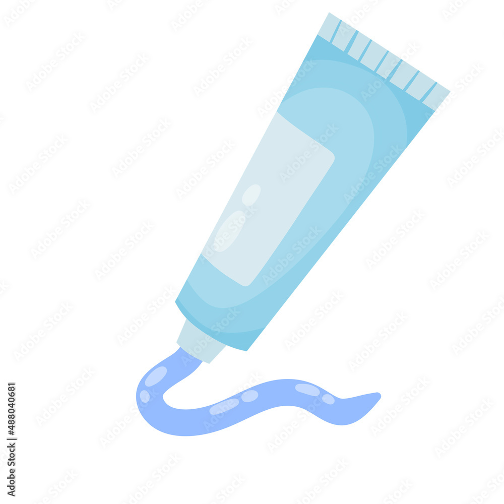 Tube of toothpaste. Personal hygiene. Blue packaging. Brushing teeth. Tube of toothpaste. Personal hygiene. Blue packaging. Brushing teeth.