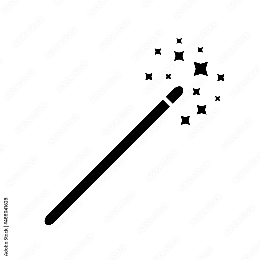 Magic Wand, Magician Stick Wizard Icon Vector Illustration Design Magic Wand, Magician Stick Wizard Icon Vector Illustration Design