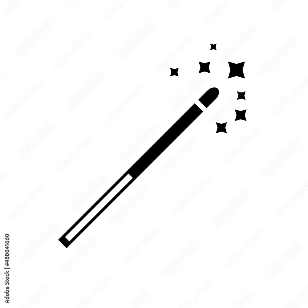 Magic Wand, Magician Stick Wizard Icon Vector Illustration Design Magic Wand, Magician Stick Wizard Icon Vector Illustration Design