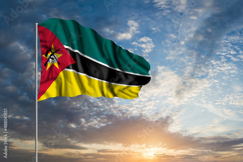 Waving National flag of Mozambique