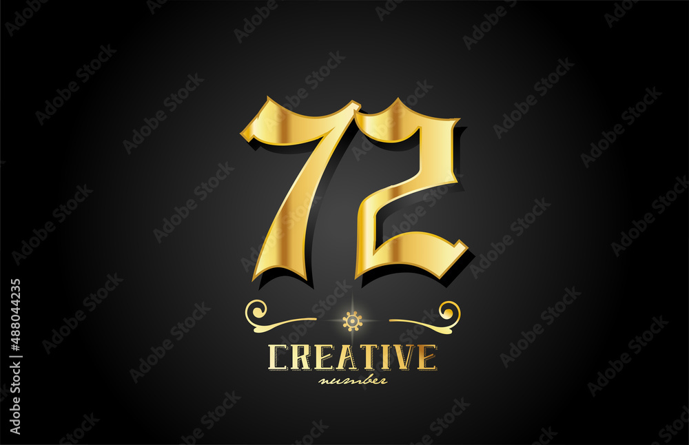 golden 72 number icon logo design. Creative template for business golden 72 number icon logo design. Creative template for business
