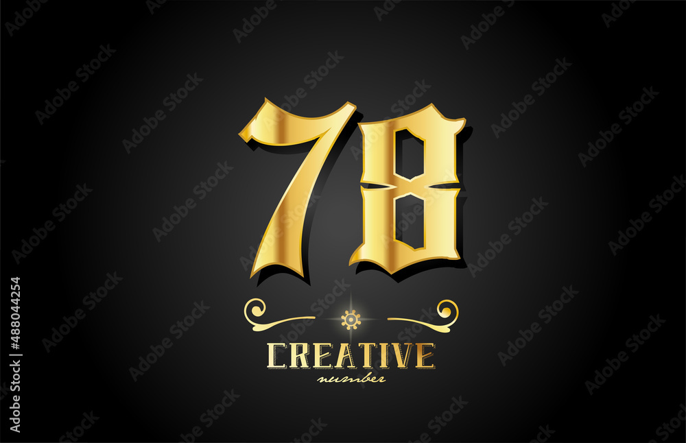 golden 78 number icon logo design. Creative template for business