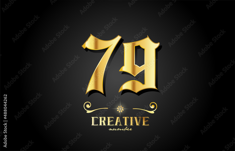 golden 79 number icon logo design. Creative template for business